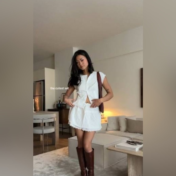 New Reformation Valetta White Two-Piece Set Size 4 - Picture 7 of 16